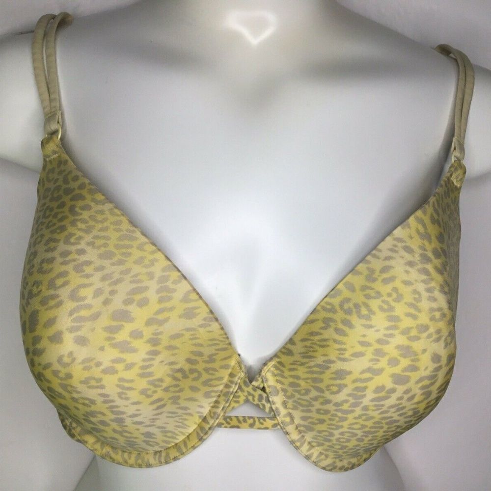 Victoria's Secret Women's Yellow Animal Print Perfect Coverage Bra Size 36D
